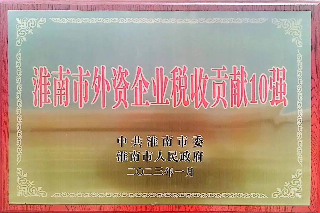 中环控股传捷报 入围淮南市外资企业税收贡献10强